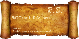Rákosi Dénes névjegykártya